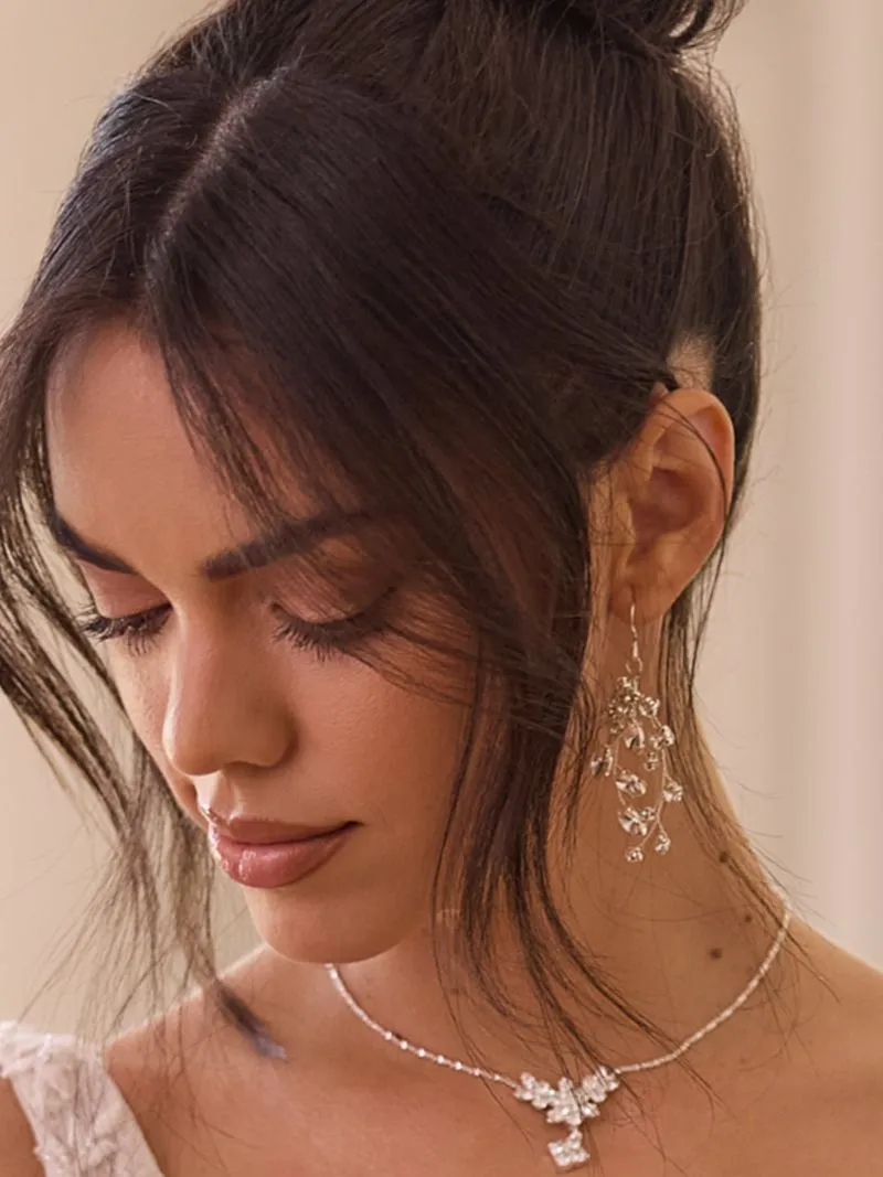 Brautschmuck: Braut Zubehör Schmuck Set Ohrringe Strass plus Kette