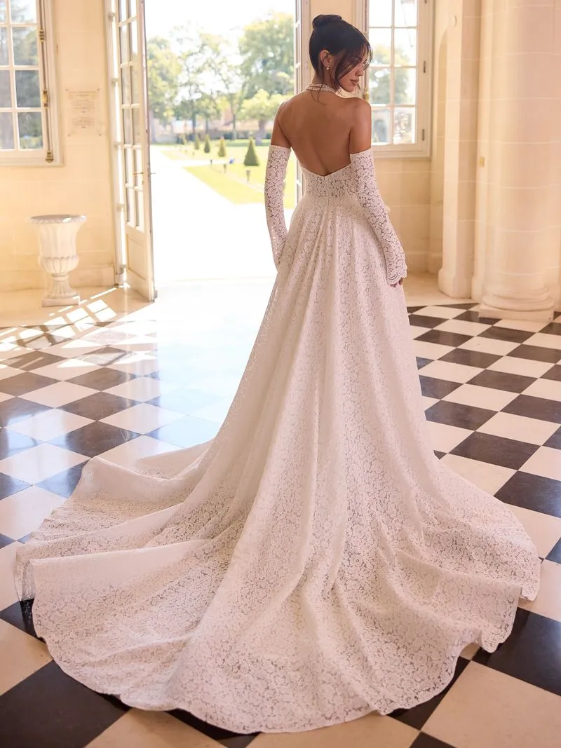 Brautkleid Vintage/Boho: Brautkleid Guipure Lace Ivory Sparkling Tulle