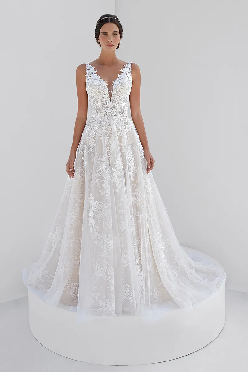 Brautkleid Vintage/Boho: Classic Simple A Linie Ivory Body Skirt Straps Lace Tulle