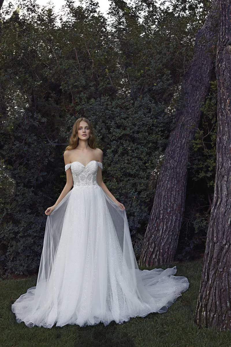 Brautkleid Vintage/Boho: Glam Romantic A Linie Beading Lace Sparkle Tulle