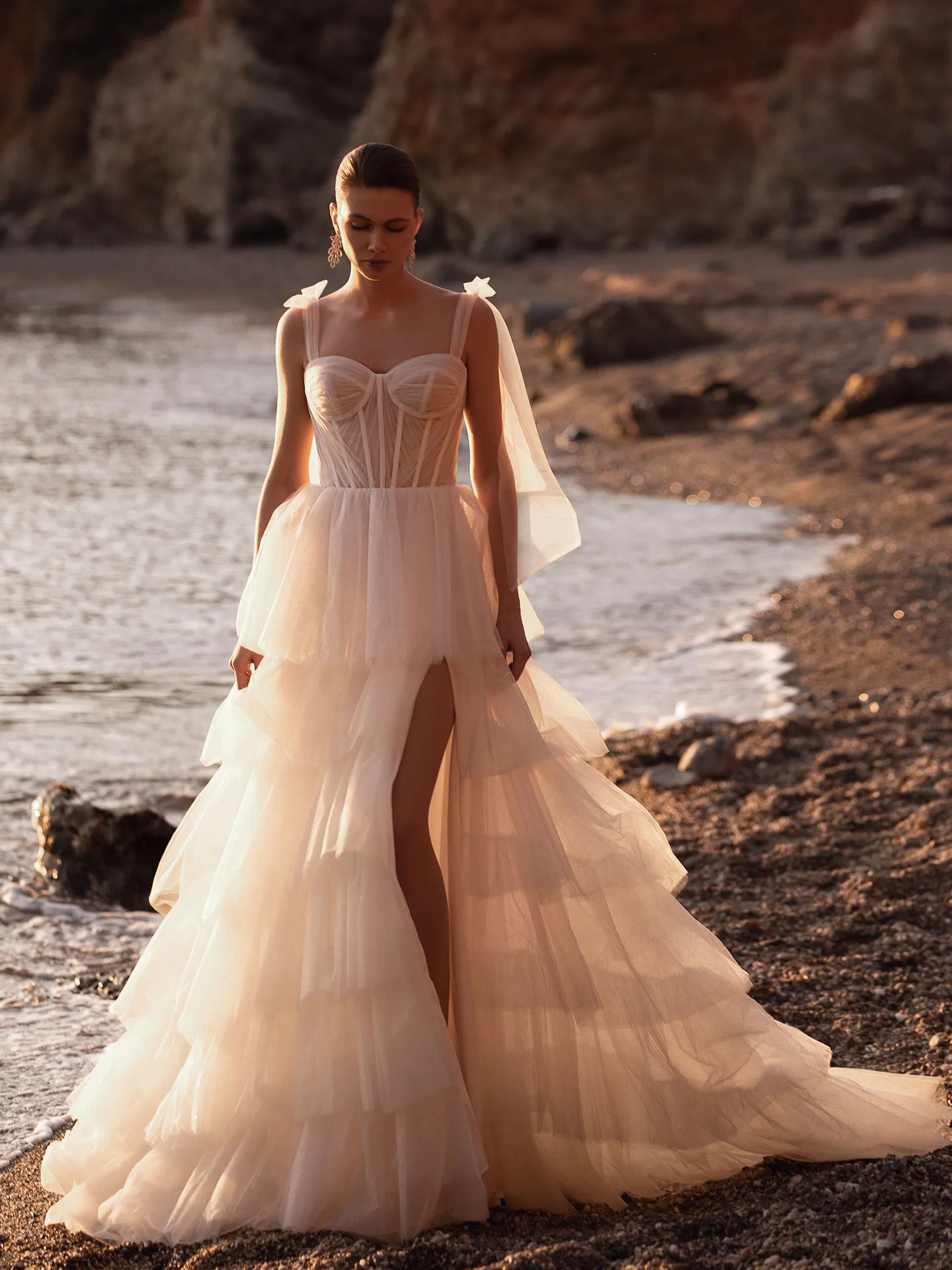 Brautkleid Vintage/Boho: Glam Romantic Ivory Strapless Sweetheart Sparkling Tulle