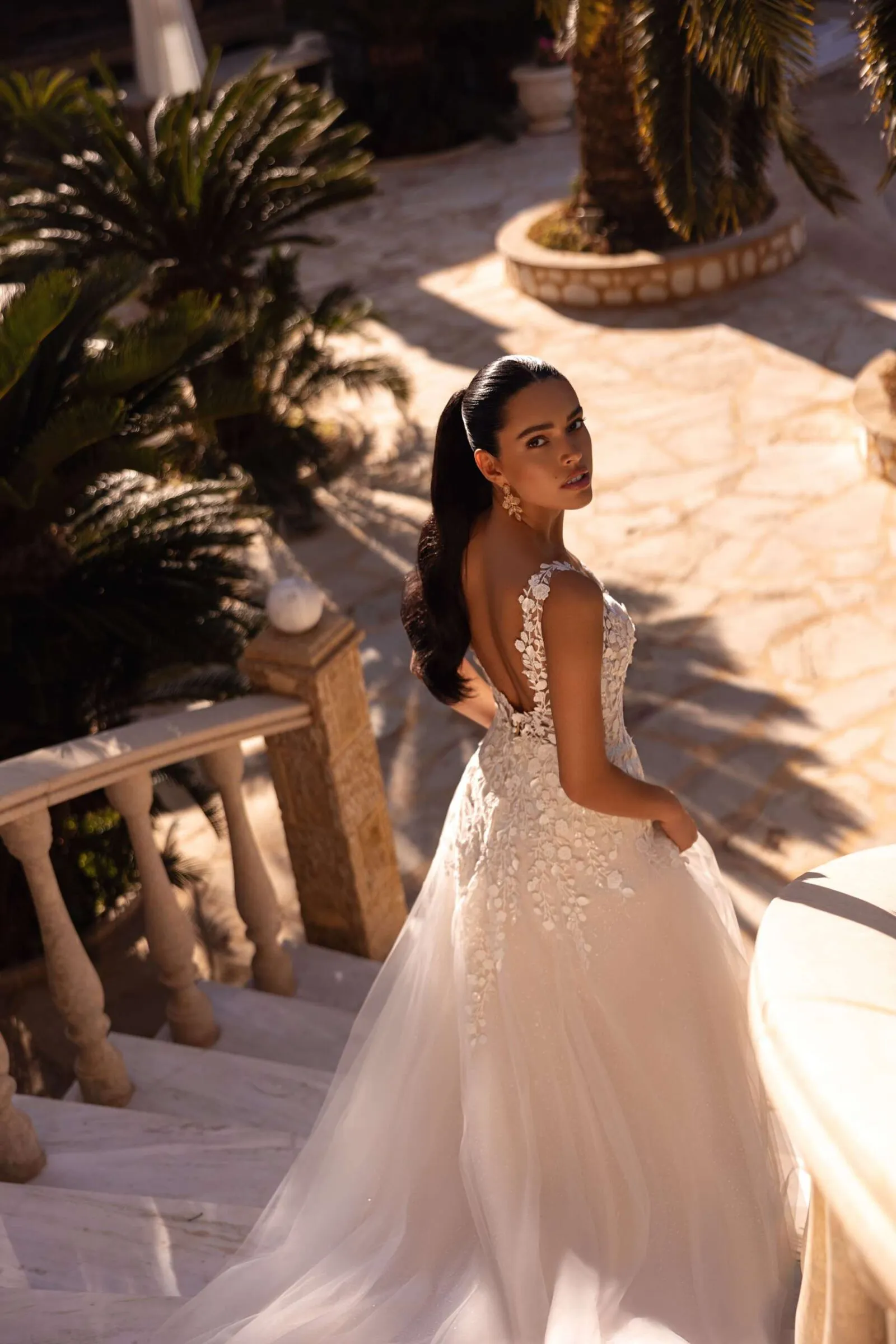Brautkleid Vintage/Boho: Romantic A Linie Back View Beaded Lace Sparkling Tulle