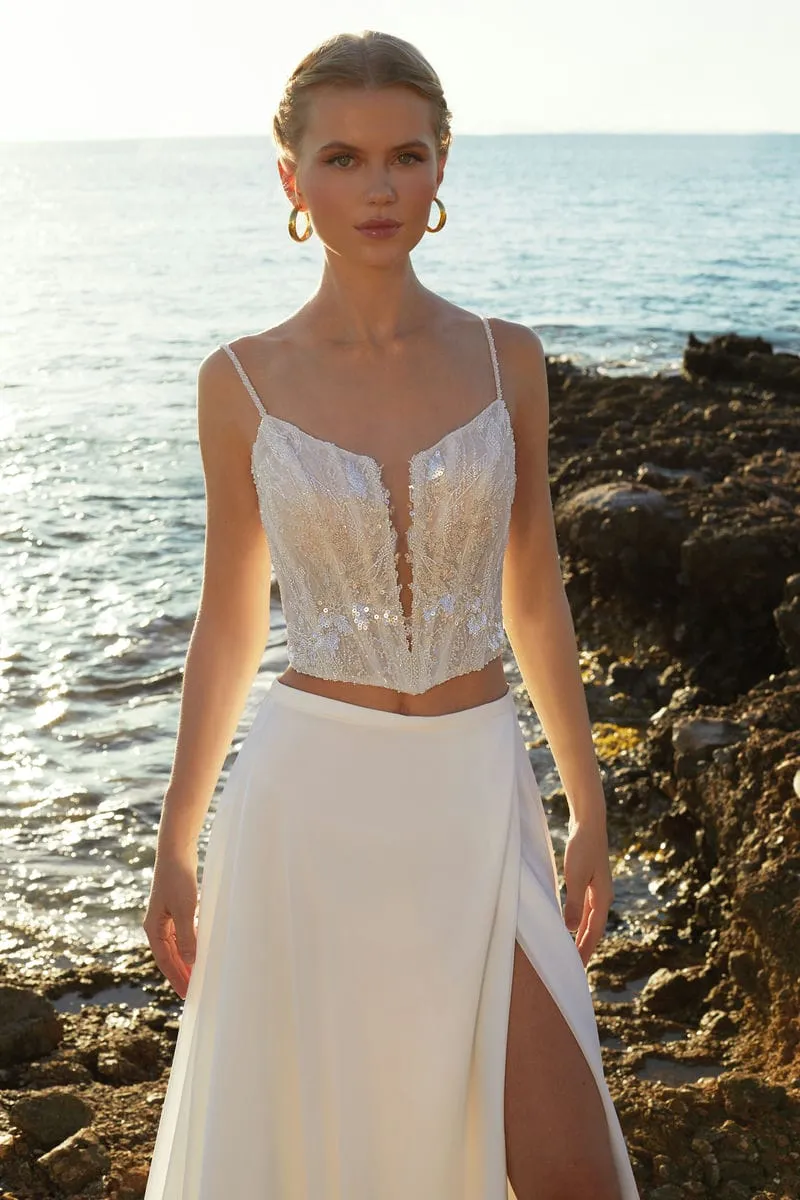 Brautkleid Vintage/Boho: Romantic A Linie Ivory Beading Lace Chiffon
