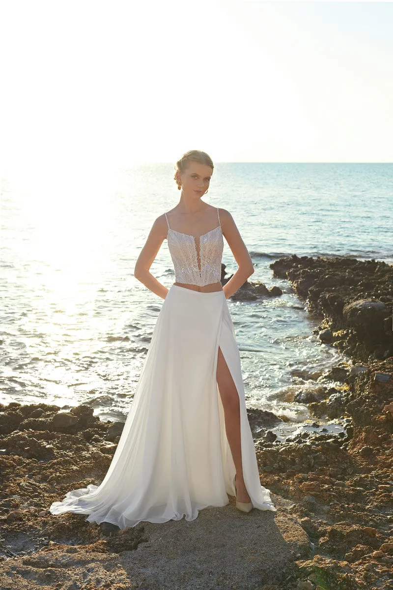 Brautkleid Vintage/Boho: Romantic A Linie Separate Skirt Separate Top Beading Lace Chiffon
