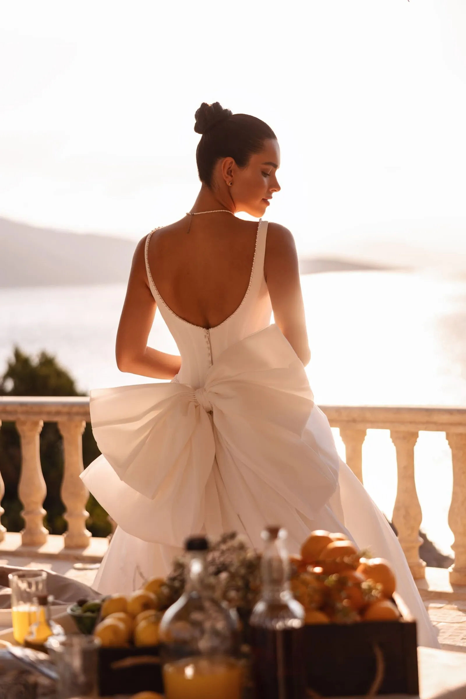 Brautkleid Clean Chic: Minimal Gowns Beading Taffeta Ivory Back View