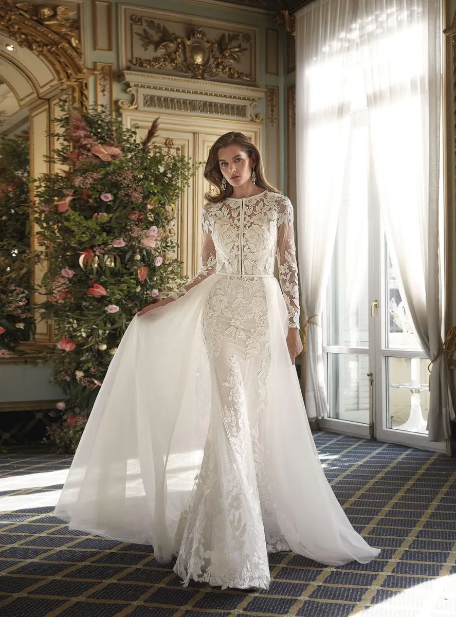 Brautkleid Luxusbraut: Luxury Bridaldress Style Glam, Ivory Romantic Flared Beading Lace