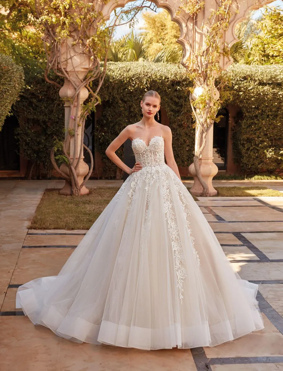 Brautkleid Luxusbraut: Princess Ball Gown Ivory Sheer Sweetheart