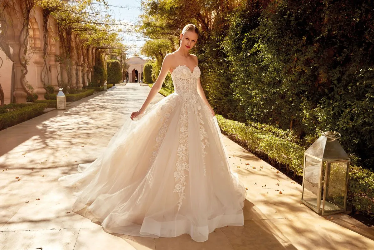 Brautkleid Luxusbraut: Princess Ball Gown Lace Ivory Nude