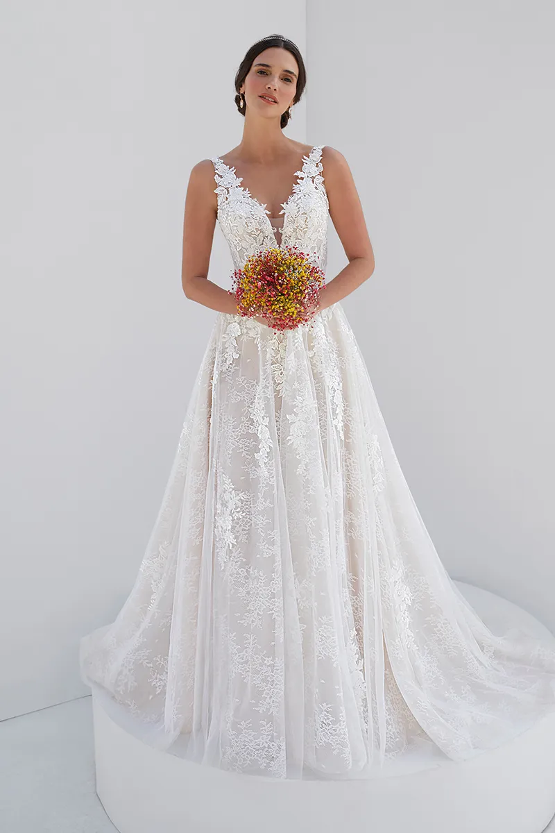 Brautkleid Mix and Match: Classic Simple A Linie Body And Skirt Beading Lace Tulle