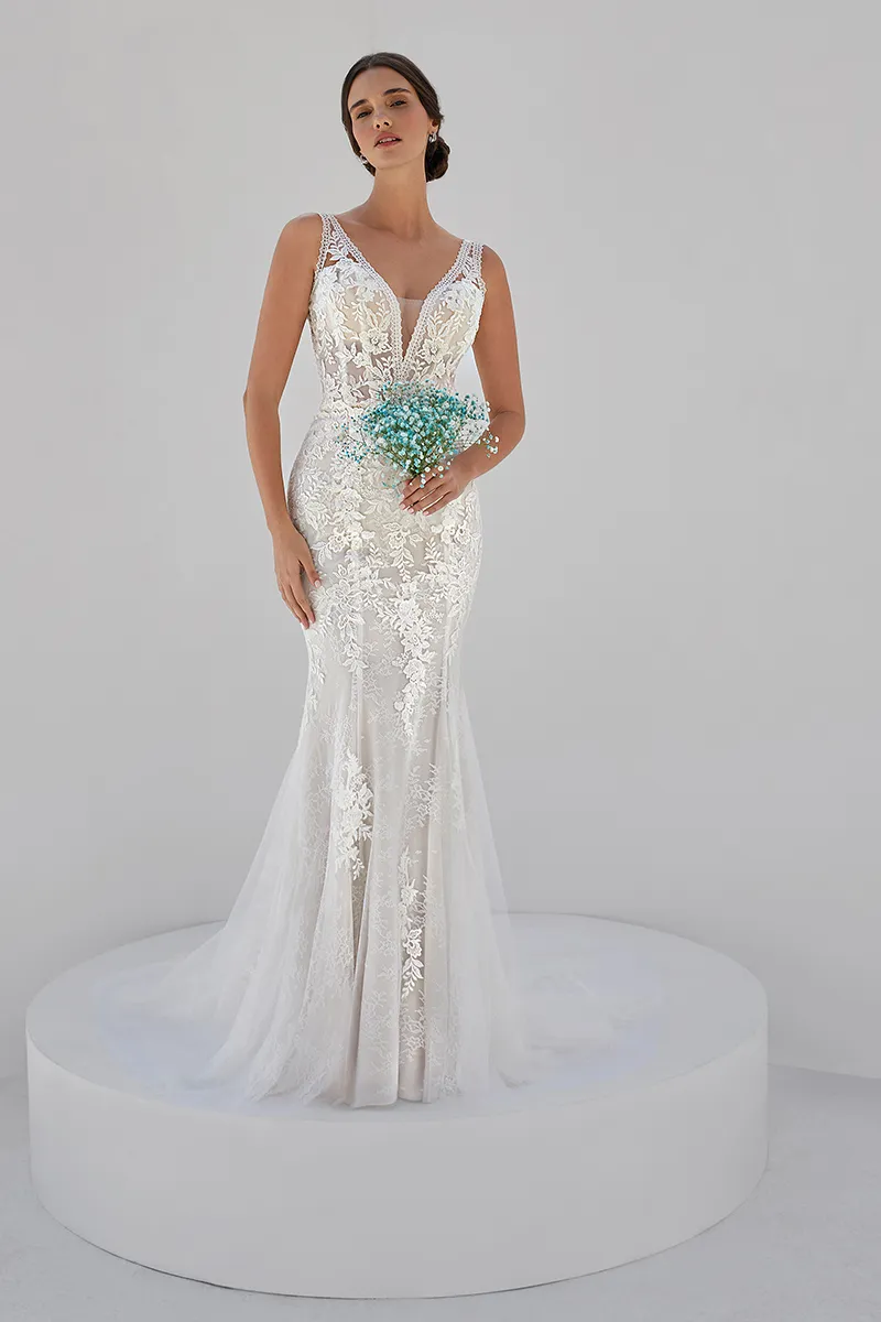 Brautkleid Mix and Match: Classic Simple Flared Skirt And Body Lace Tulle