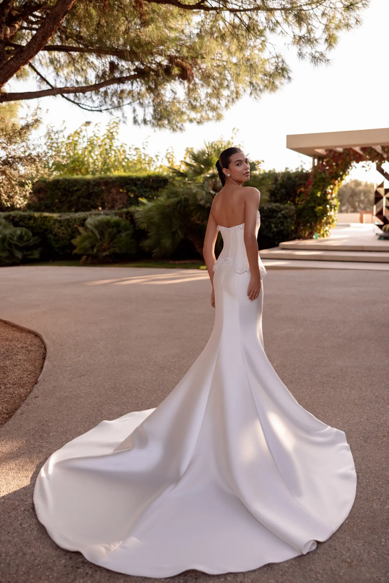 Brautkleid Mix and Match: Classic Simple Glam Top And Skirt Ivory Beading Mikado Back View