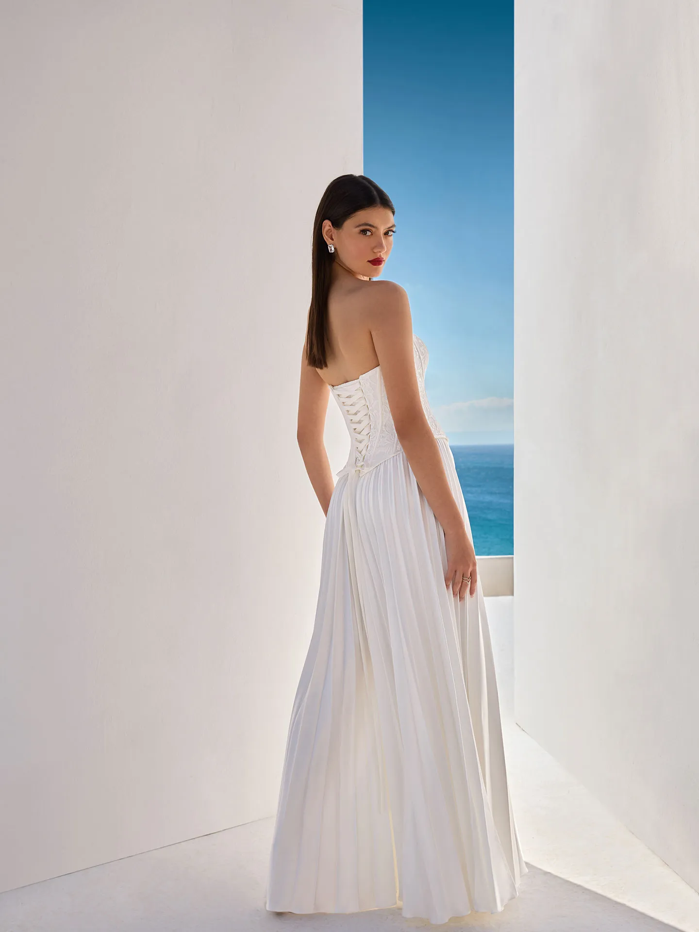 Brautkleid Mix and Match: Classic Simple Ivory Pants And Top Lace Mikado