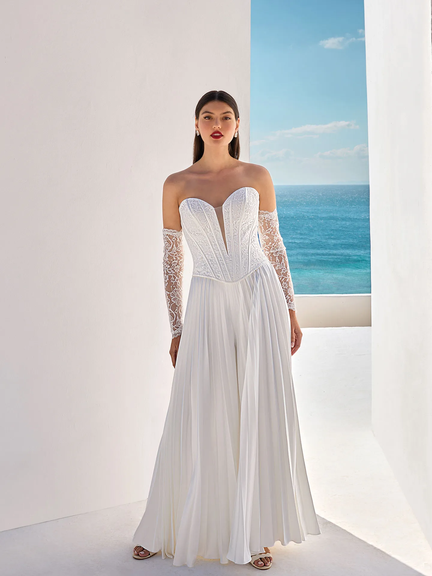 Brautkleid Mix and Match: Classic Simple Romantic Ivory Mikado Top And Skirt