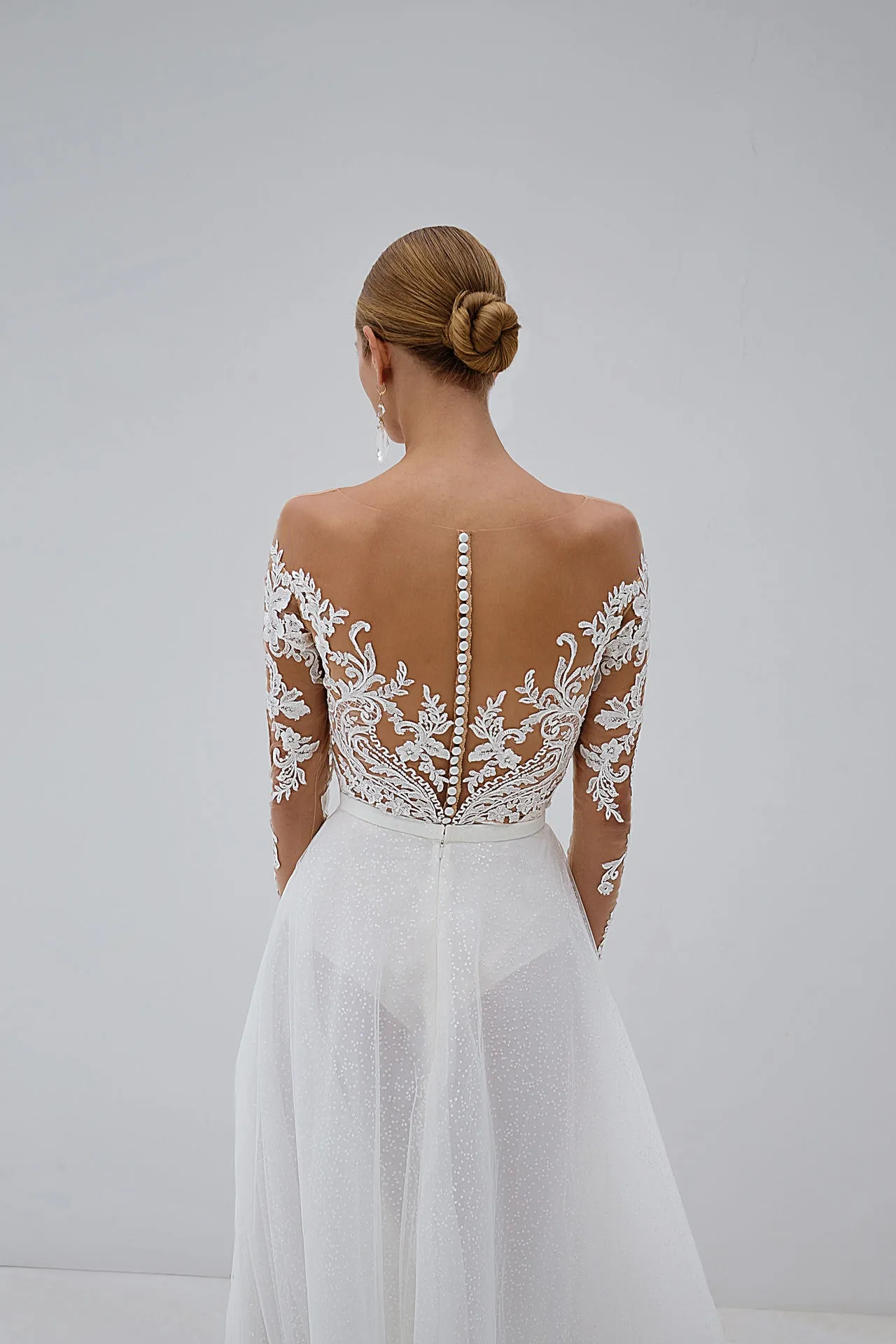 Brautkleid Mix and Match: Romantic Body And Skirt Ivory Natural Lace Sparkling Lace
