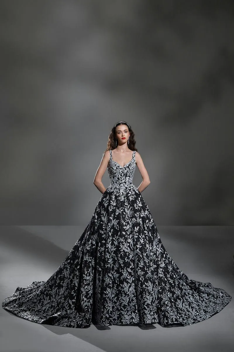 Schwarzes Brautkleid: Ballgown Princess Beading Lace Sparkle Tulle Black Ivory