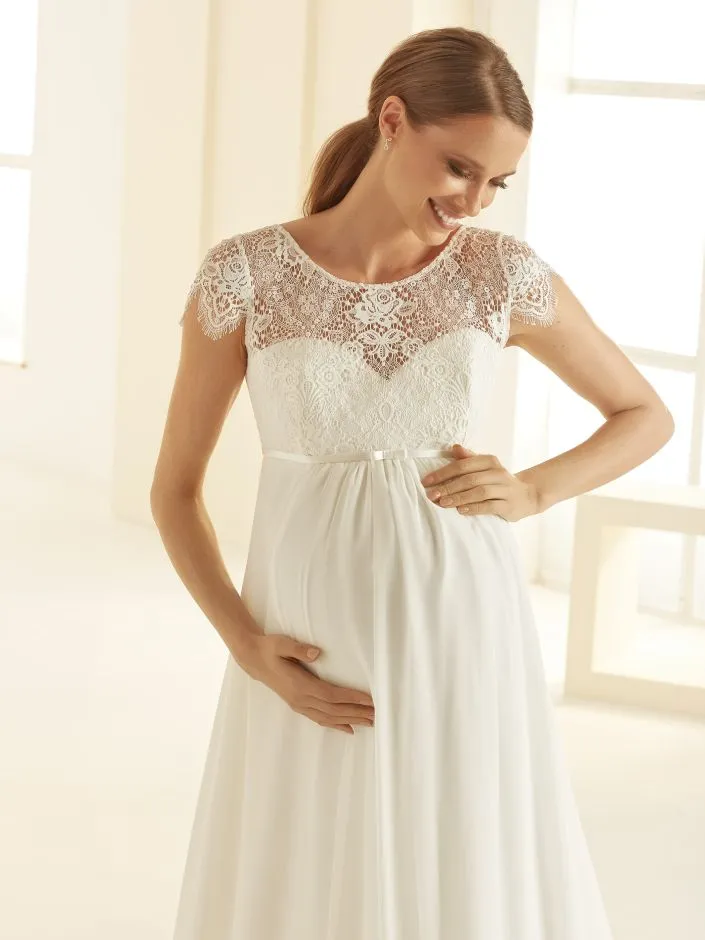 Brautkleid für Schwangere: Umstandskleid Chiffon Spitze und Schnürung