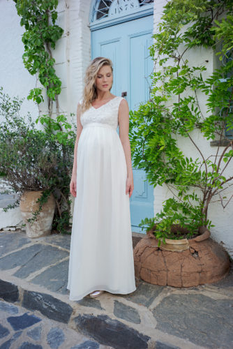 Langes Umstandskleid Ivory Kollektion 2020 A7219 5 Brautmode Nauheim