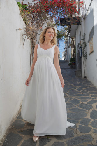 Langes Umstandskleid Ivory Kollektion 2020 A7220 Brautmode Nauheim